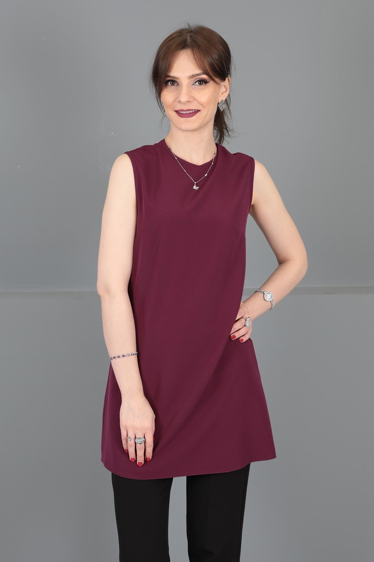 Sıfır Kol İçlik - Mürdüm Önder Özsoy 3001100 Tunik