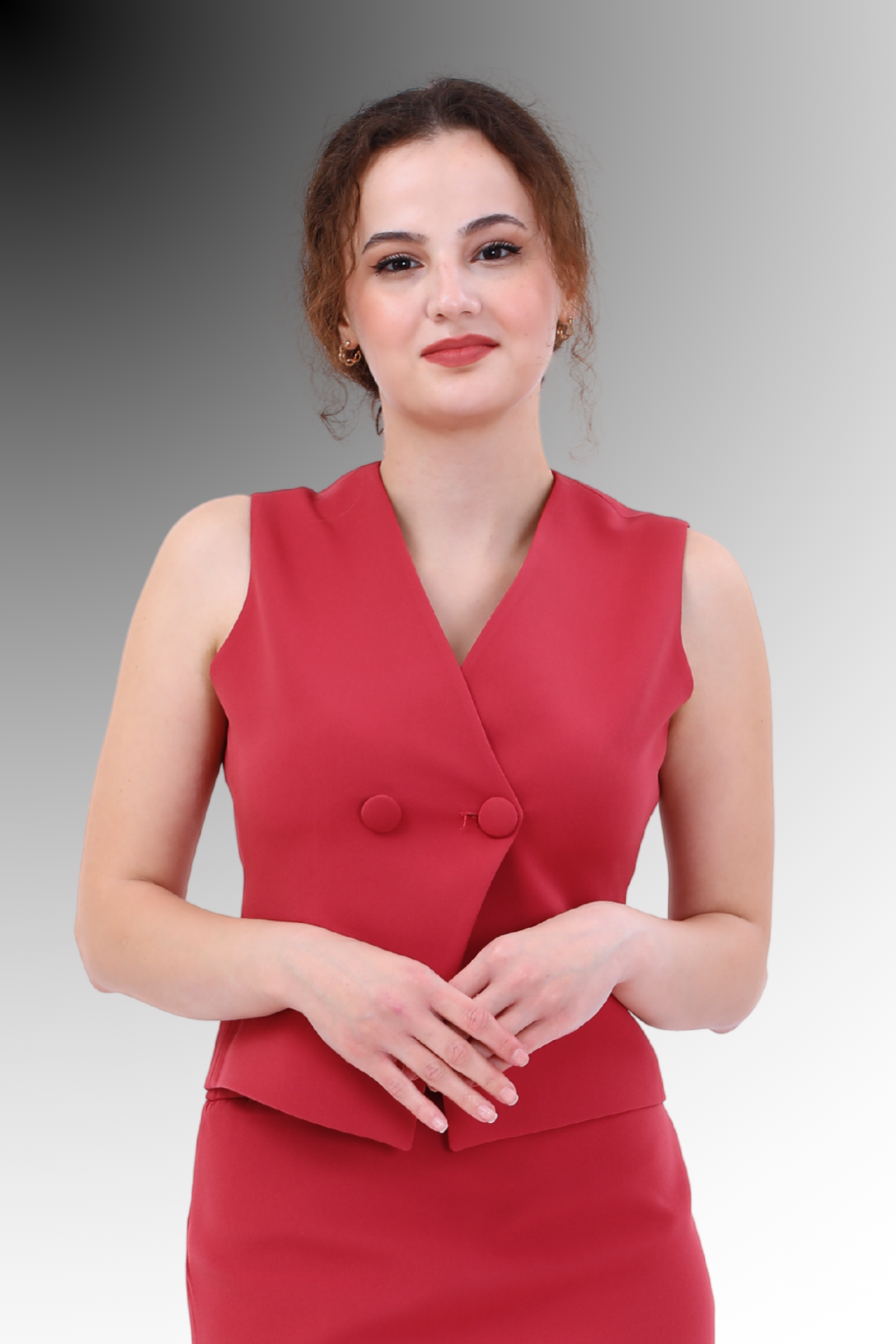 V Yaka Çapraz Yelek-Kiremit Önder Özsoy 1509100 Yelek
