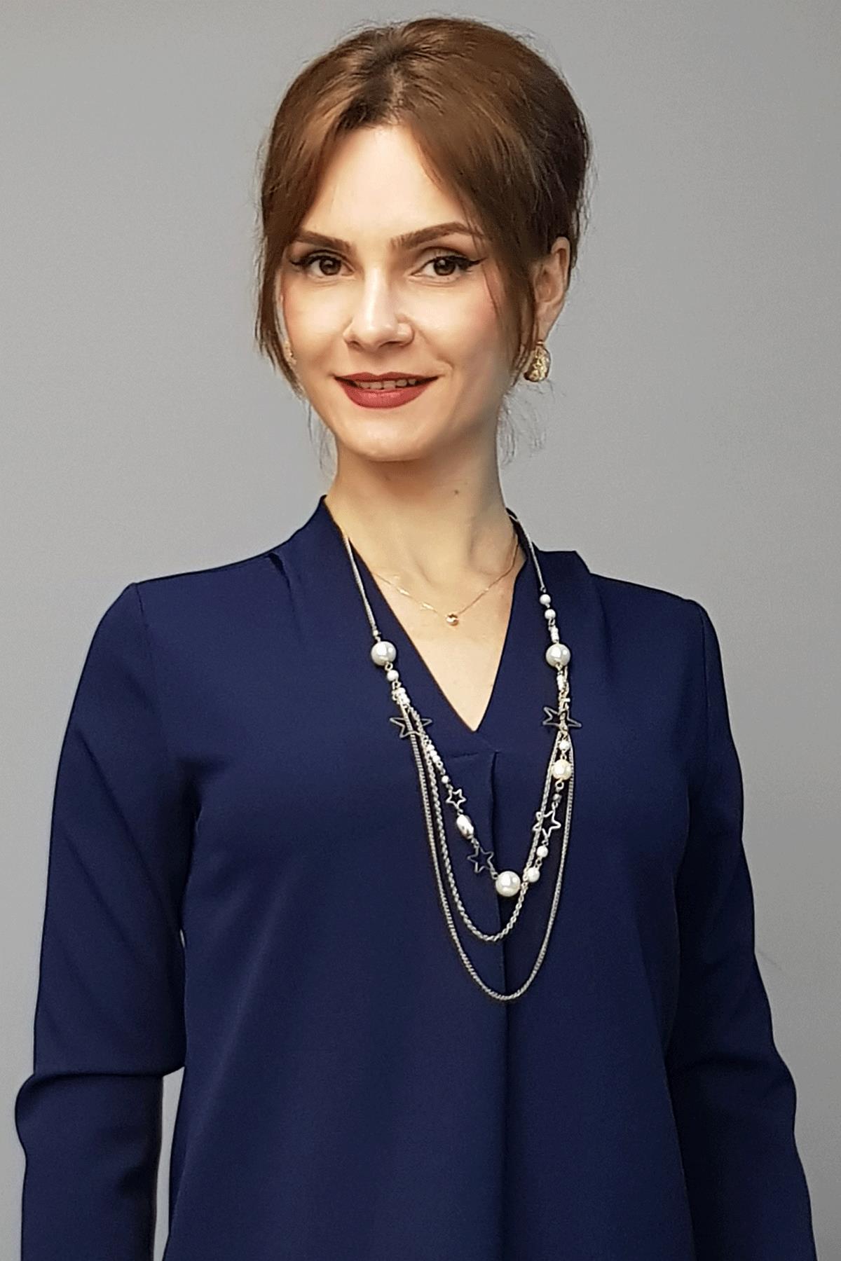 V Yaka Omuz Pileli Uzun Kol Bluz-Lacivert Önder Özsoy 3502100 V Yaka Omuz Pileli Uzun Kol Bluz