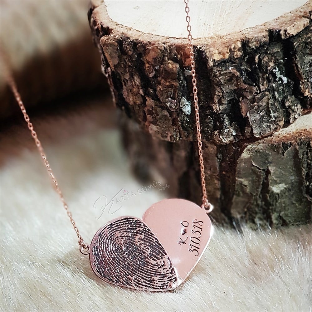 AÇILIP KAPANABİLEN TASARIM PARMAK İZİ İSİM GÜMÜŞ KOLYE