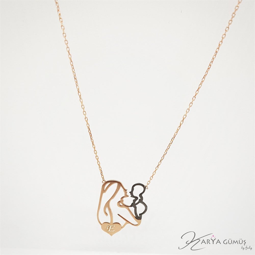 ANNE ÇOCUK HARFLİ GÜMÜŞ KOLYE