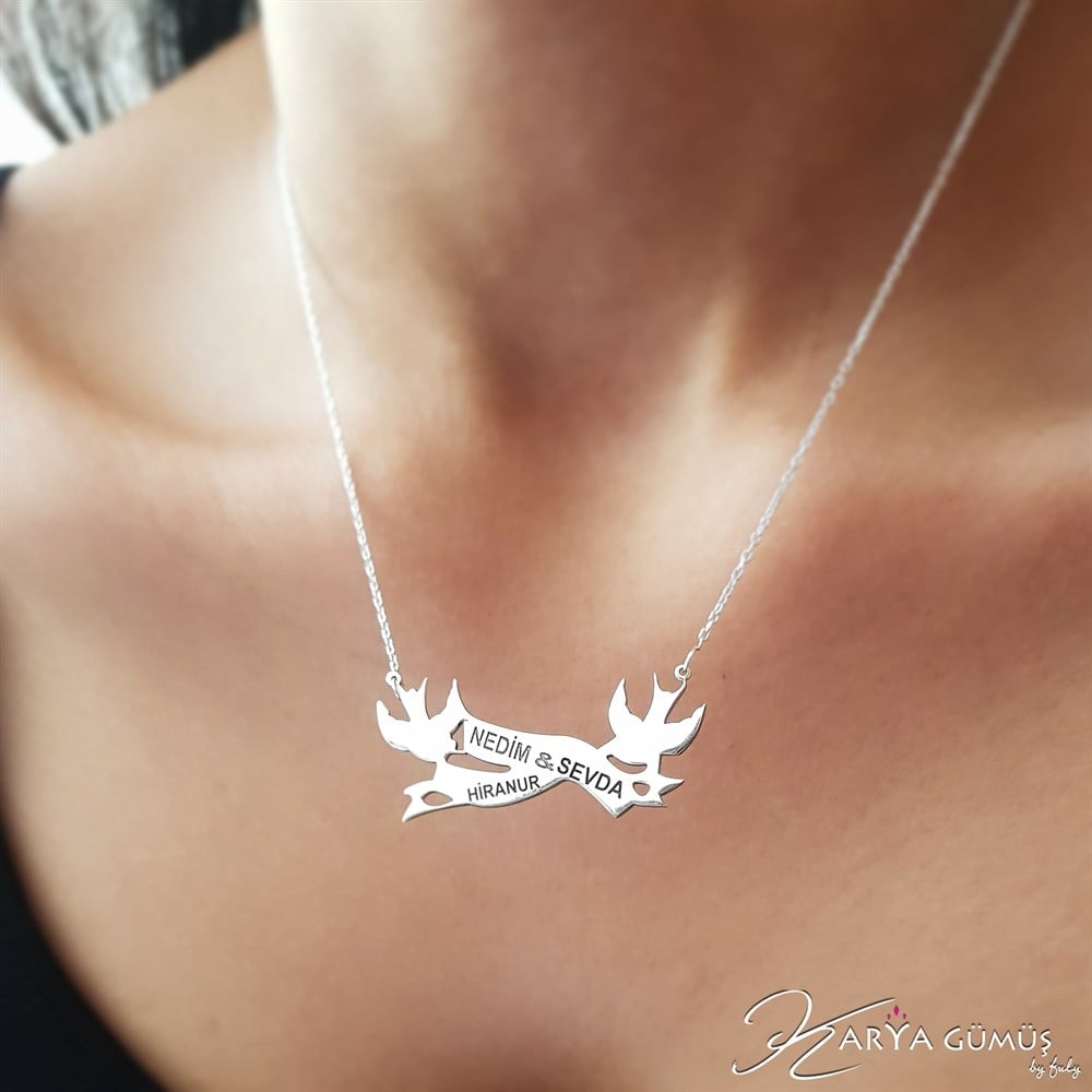 AŞK GÜVERCİNLERİ İSİMLİ GÜMÜŞ KOLYE