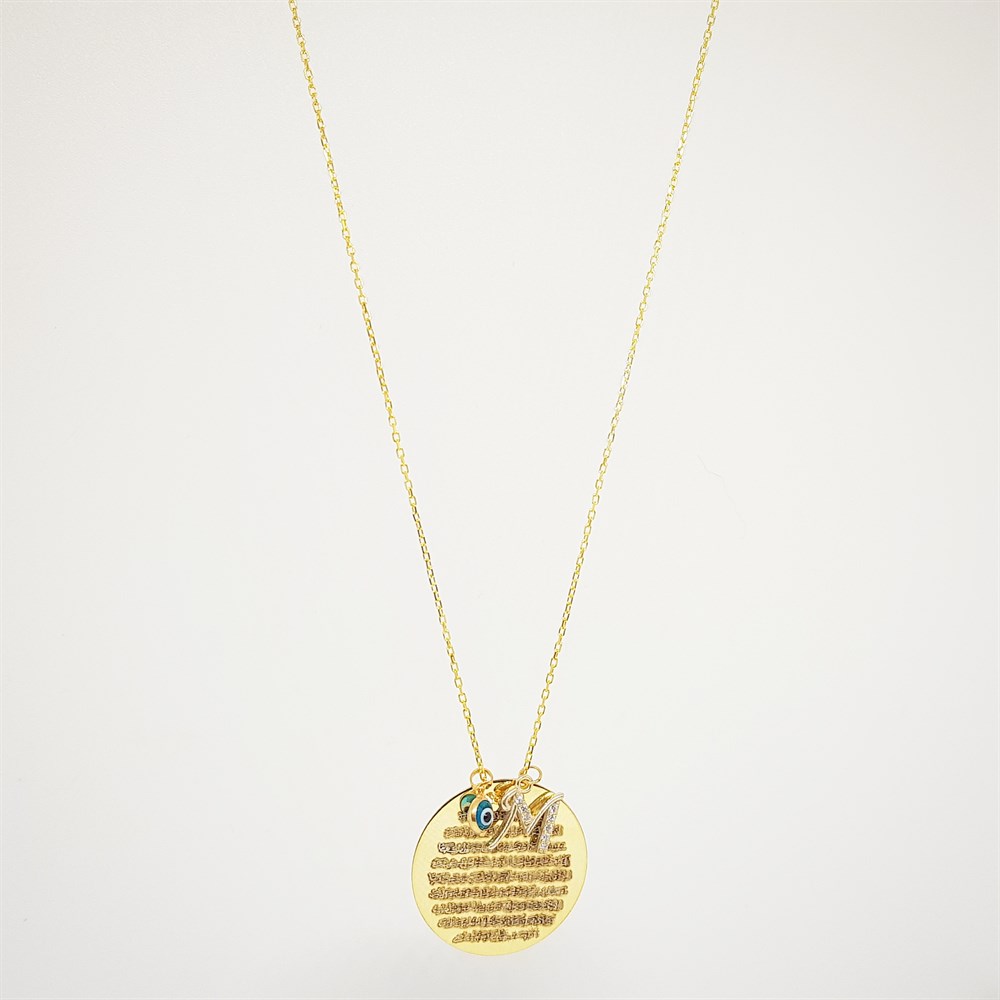 AYETEL KURSİ DUALI HARF GÜMÜŞ KOLYE