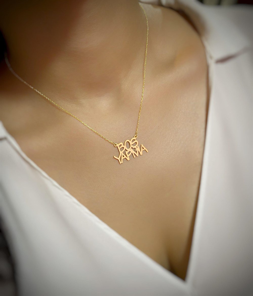 Boş Yapma Tasarım Gümüş Kolye