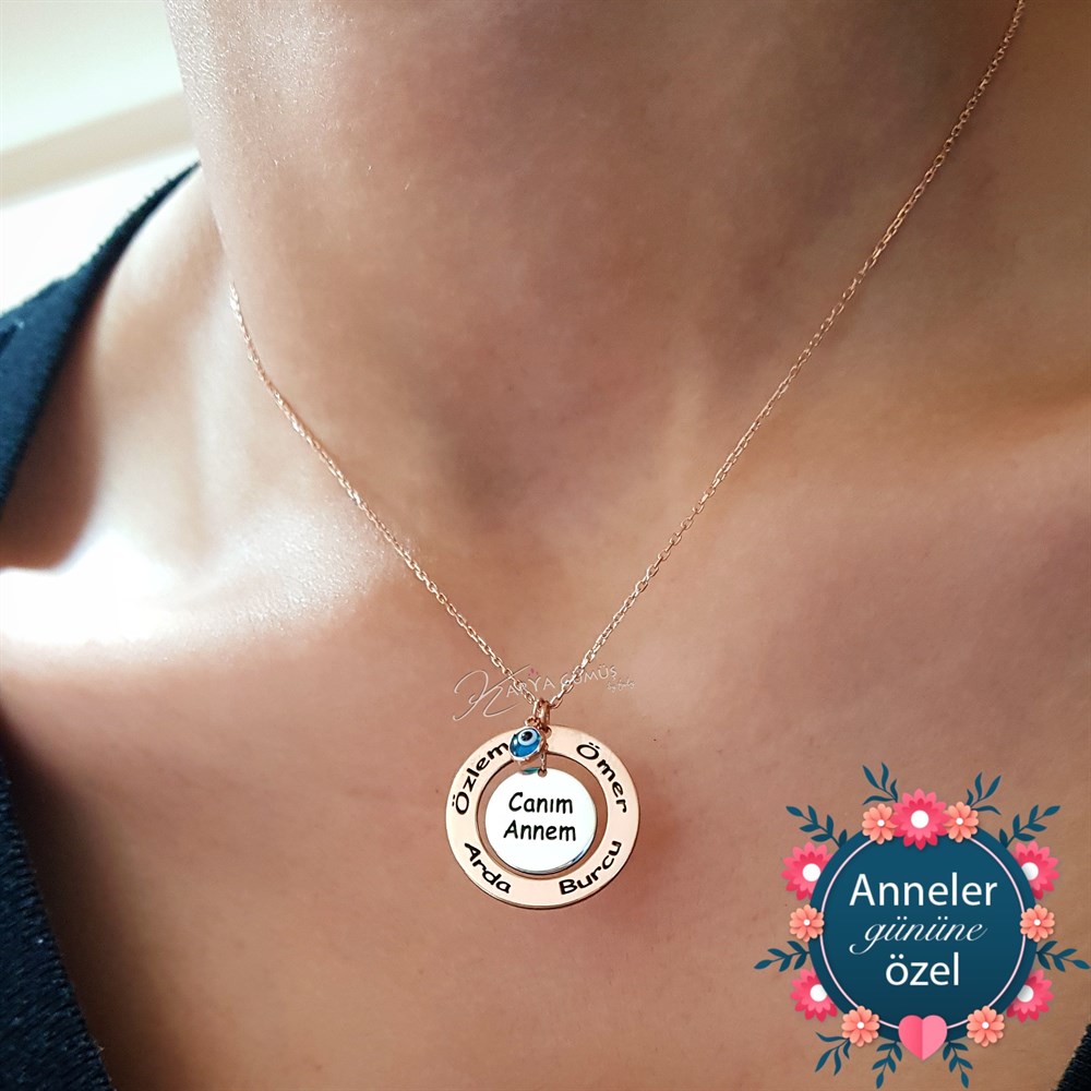 Canım Annem Çember İsimli Gümüş Kolye