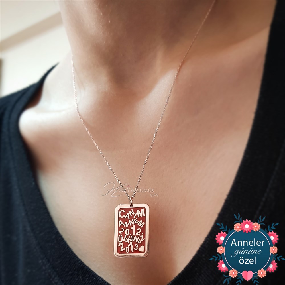 Canım Annem İsimli Tarih Gümüş Kolye
