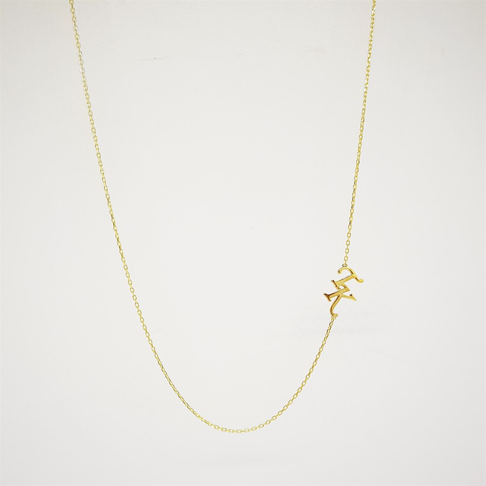 ÇAPRAZ İKİLİ HARF KEMİK GÜMÜŞ KOLYE