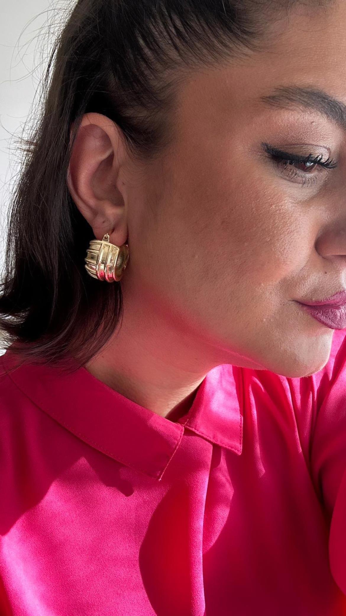 Desen Detay Kalın Halka Küpe