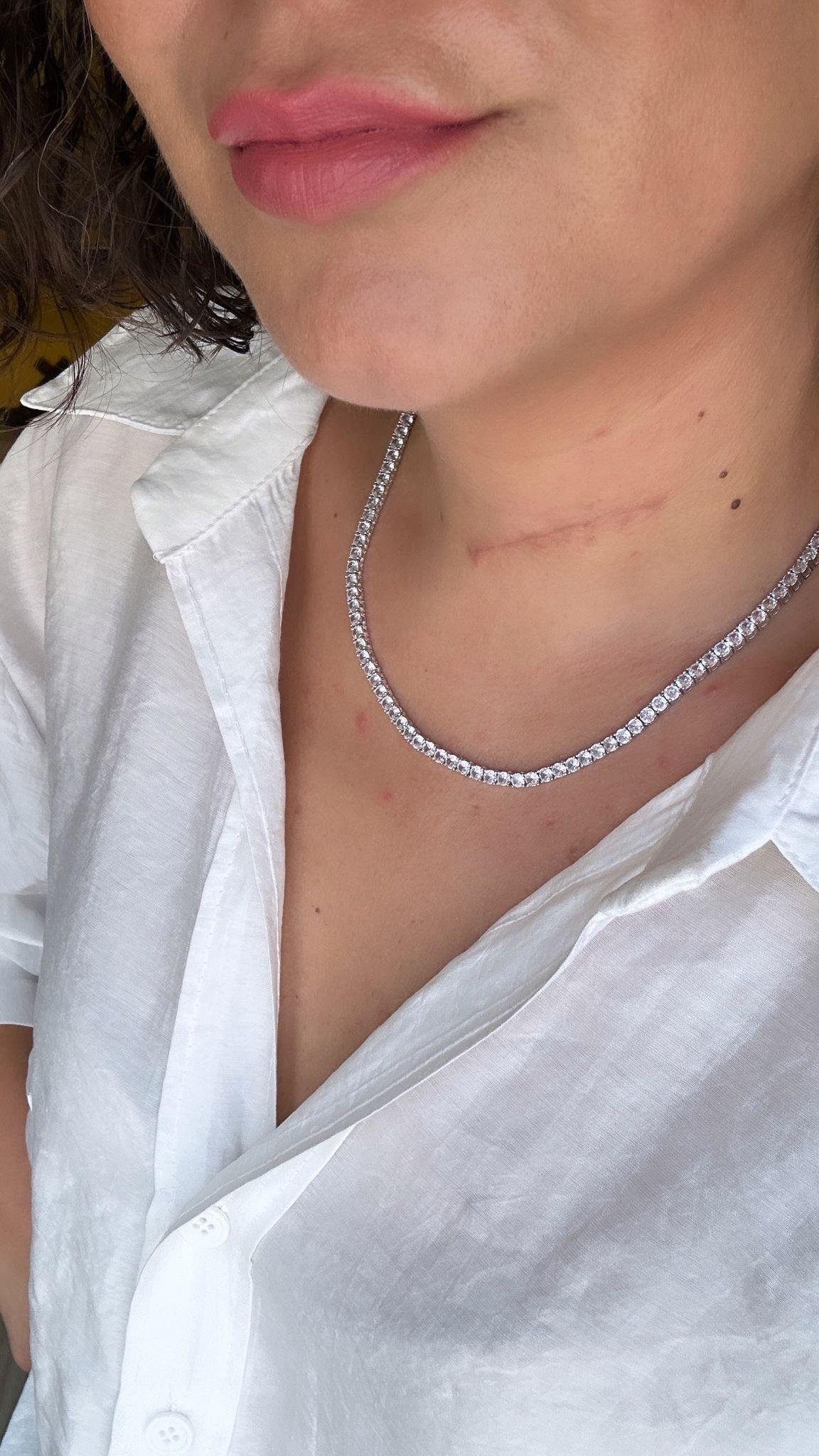 Dönmeyen 4 Mm Zirkon Taşlı Su Yolu Kolye