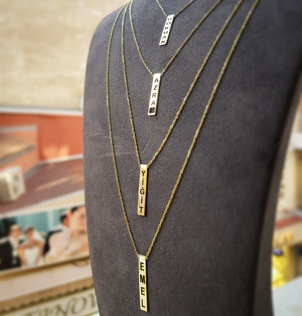 DÖRTLÜ ÇUBUK İSİM GÜMÜŞ KOLYE