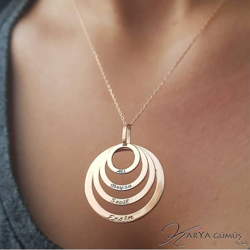 DÖRTLÜ HALKA İSİMLİ GÜMÜŞ KOLYE