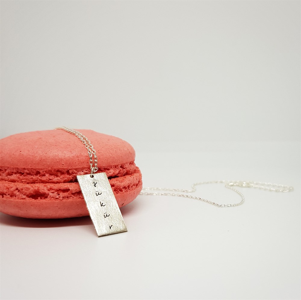 EZME PLAKA SABIR ŞÜKÜR DUA GÜMÜŞ KOLYE