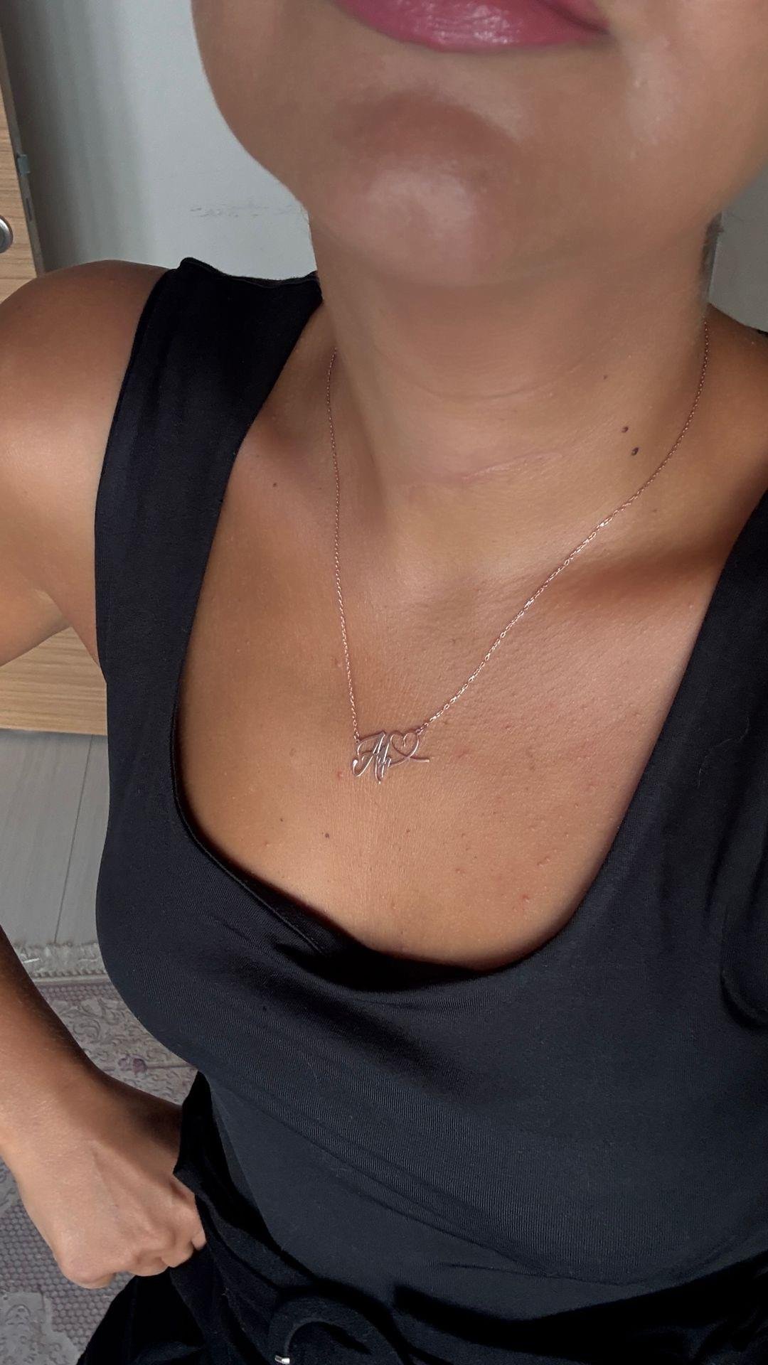 Fiyonk Kalp Detay İsim Gümüş Kolye