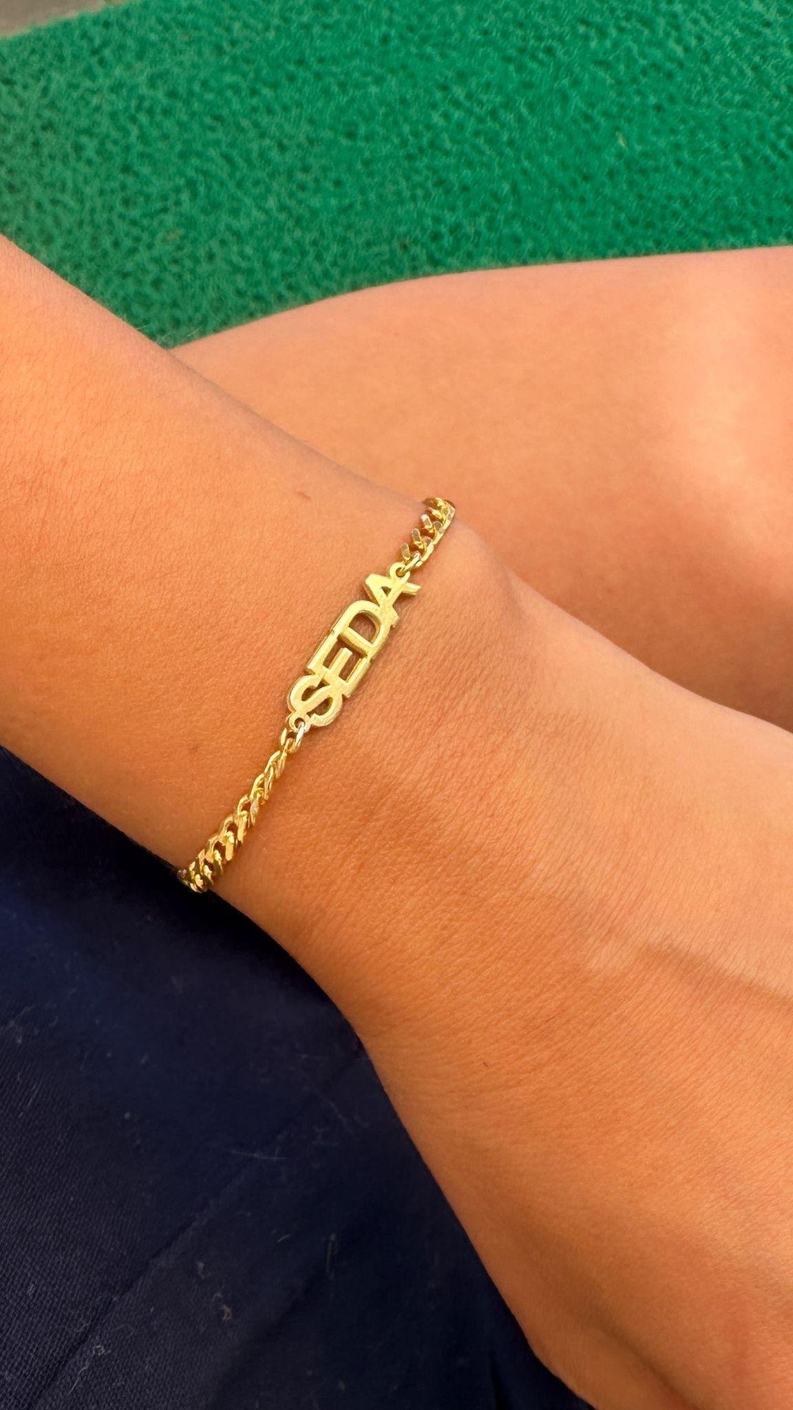 Gurmet Zincir İsim Gümüş Bileklik