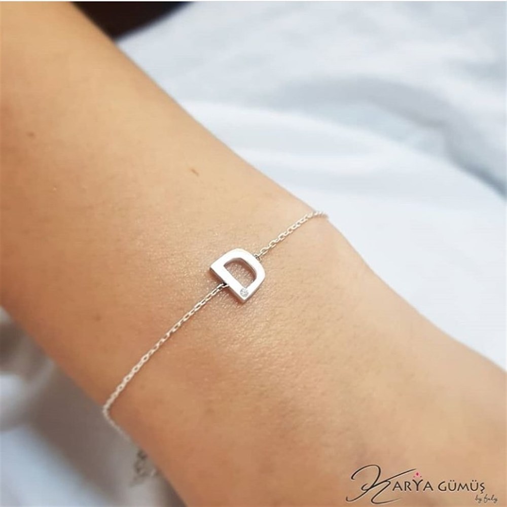 HARF TEK TAŞ GÜMÜŞ BİLEKLİK