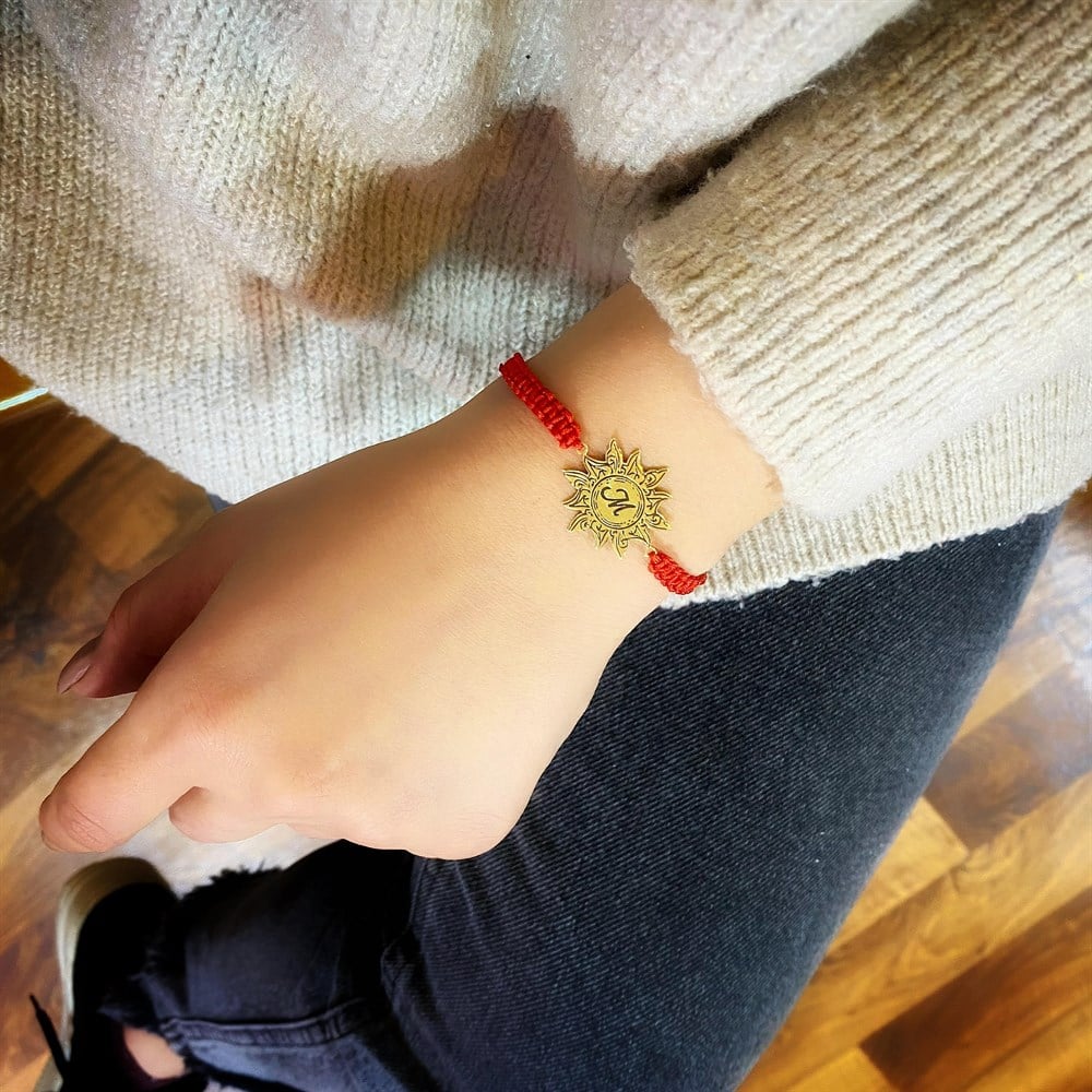 Harfli Güneş Tasarım Gümüş Bileklik