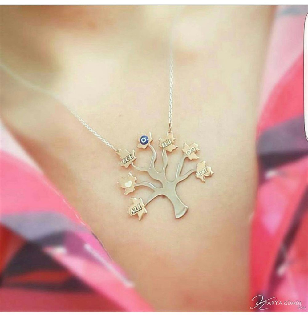 Hayat Ağacı Aile İsim Gümüş Kolye
