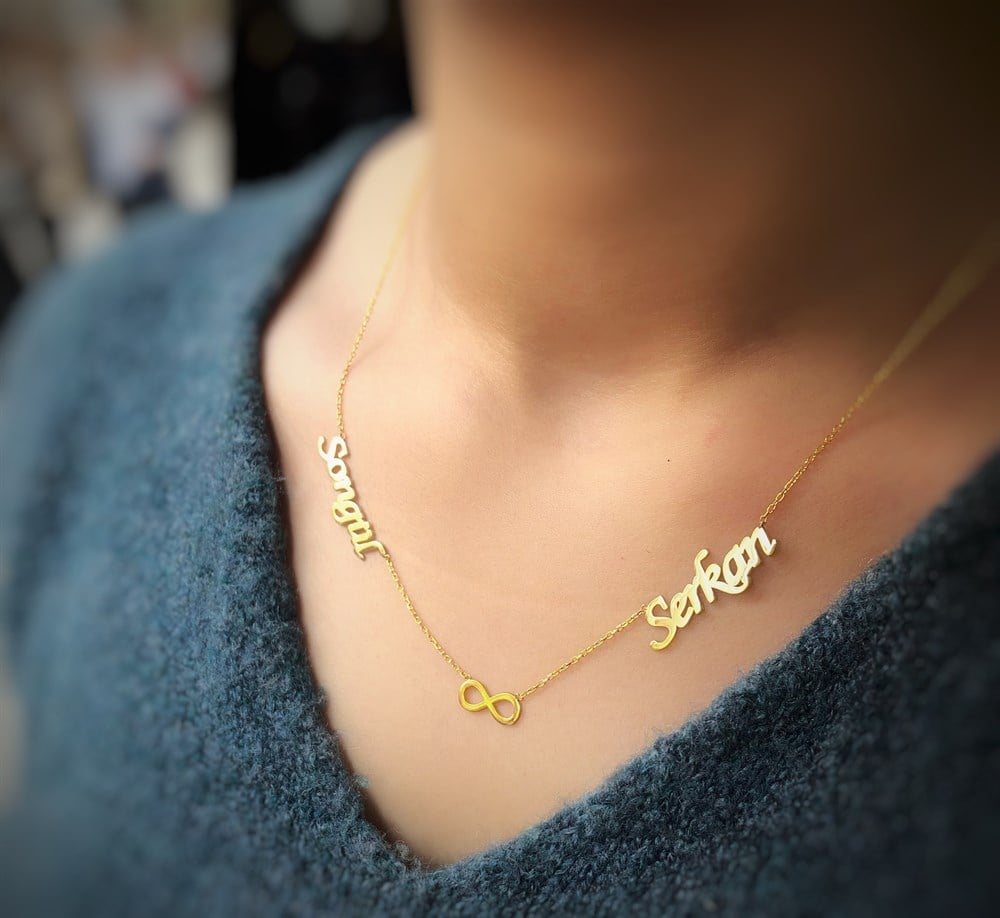 İki İsimli Sonsuzluk Gümüş Kolye