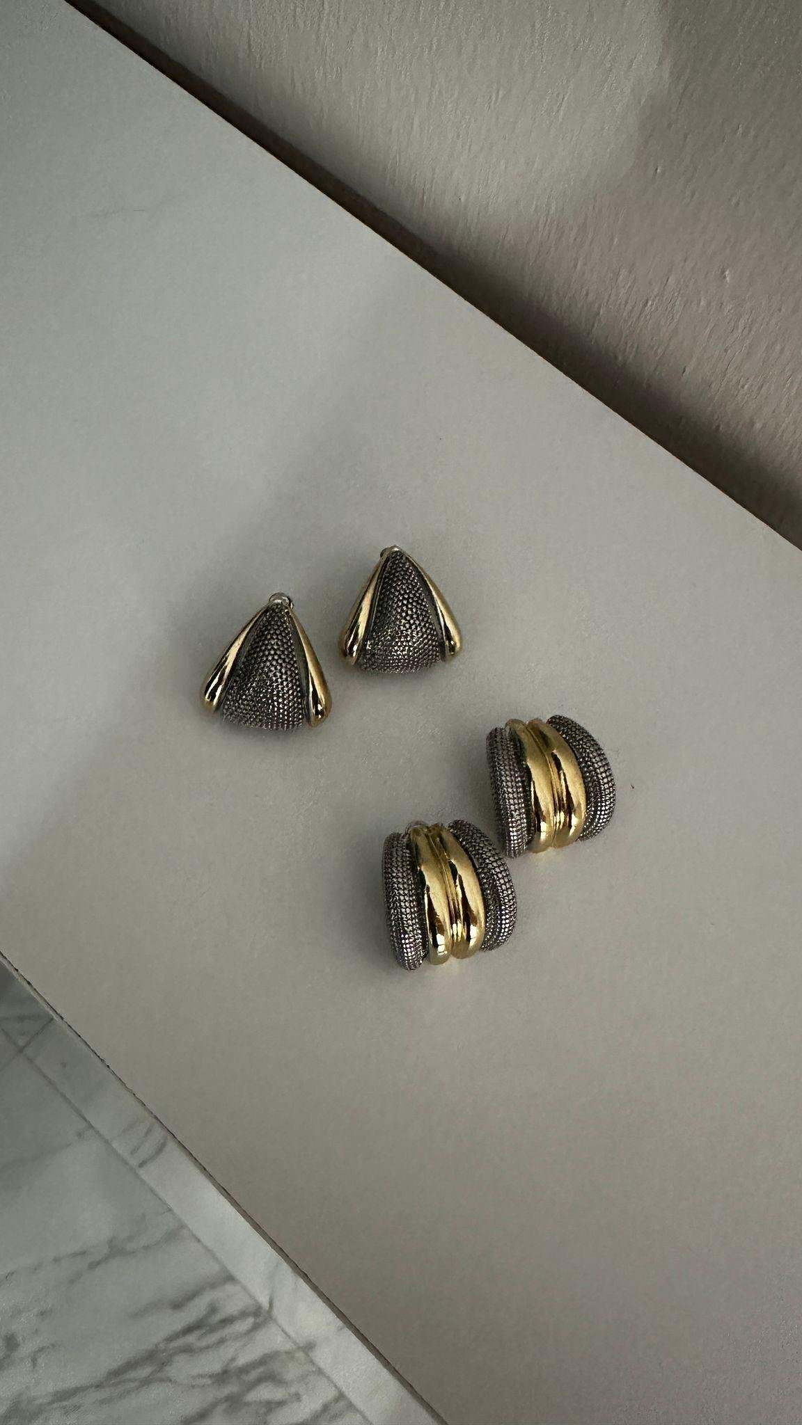 İki Renkli Bombe Detay Küpe