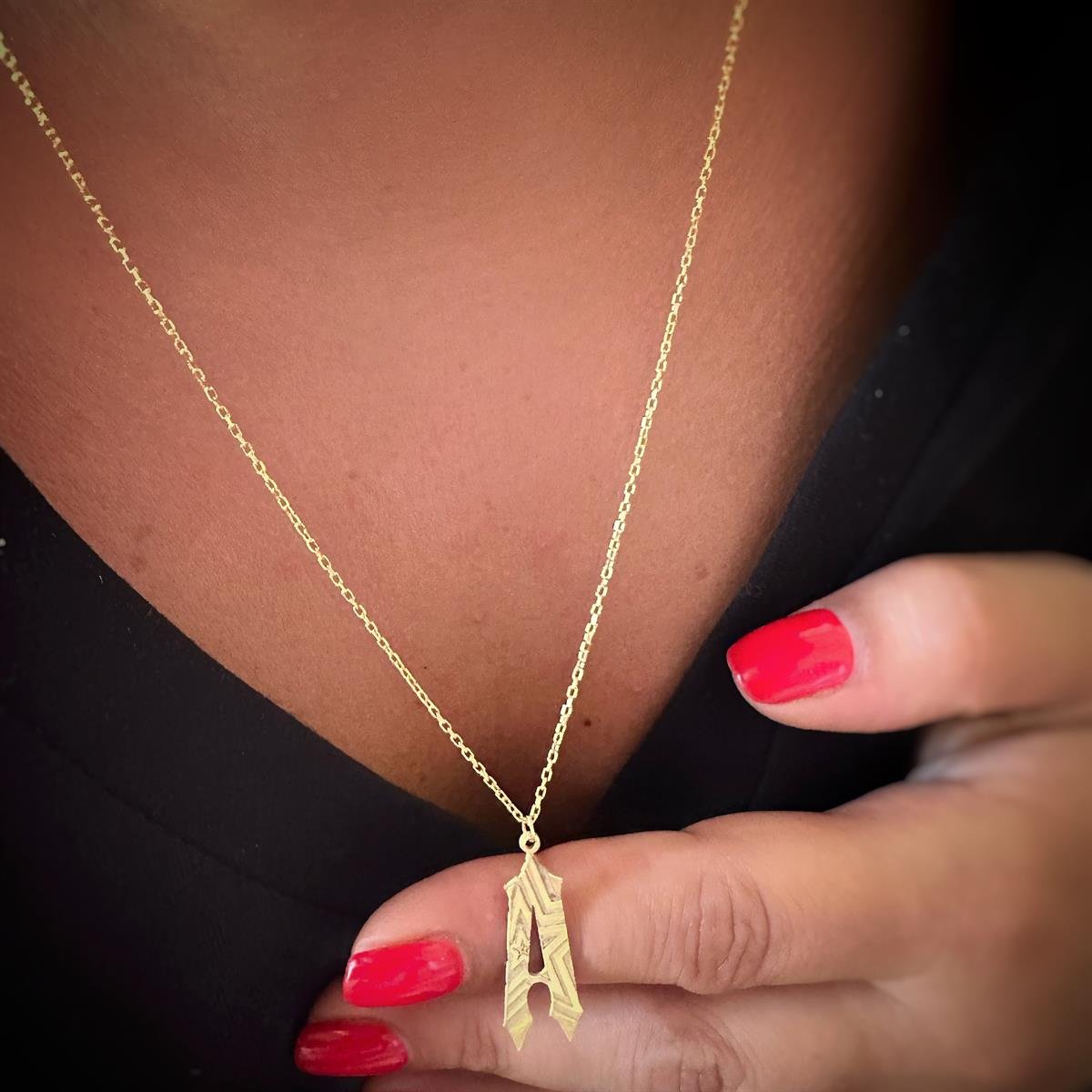 İki Taraflı Harf Gümüş Kolye