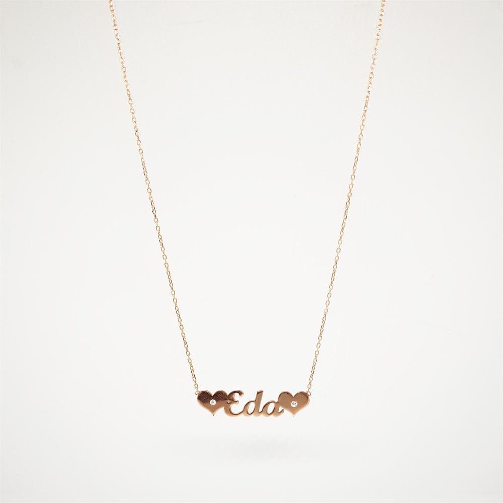 İKİLİ KALP İSİM GÜMÜŞ KOLYE