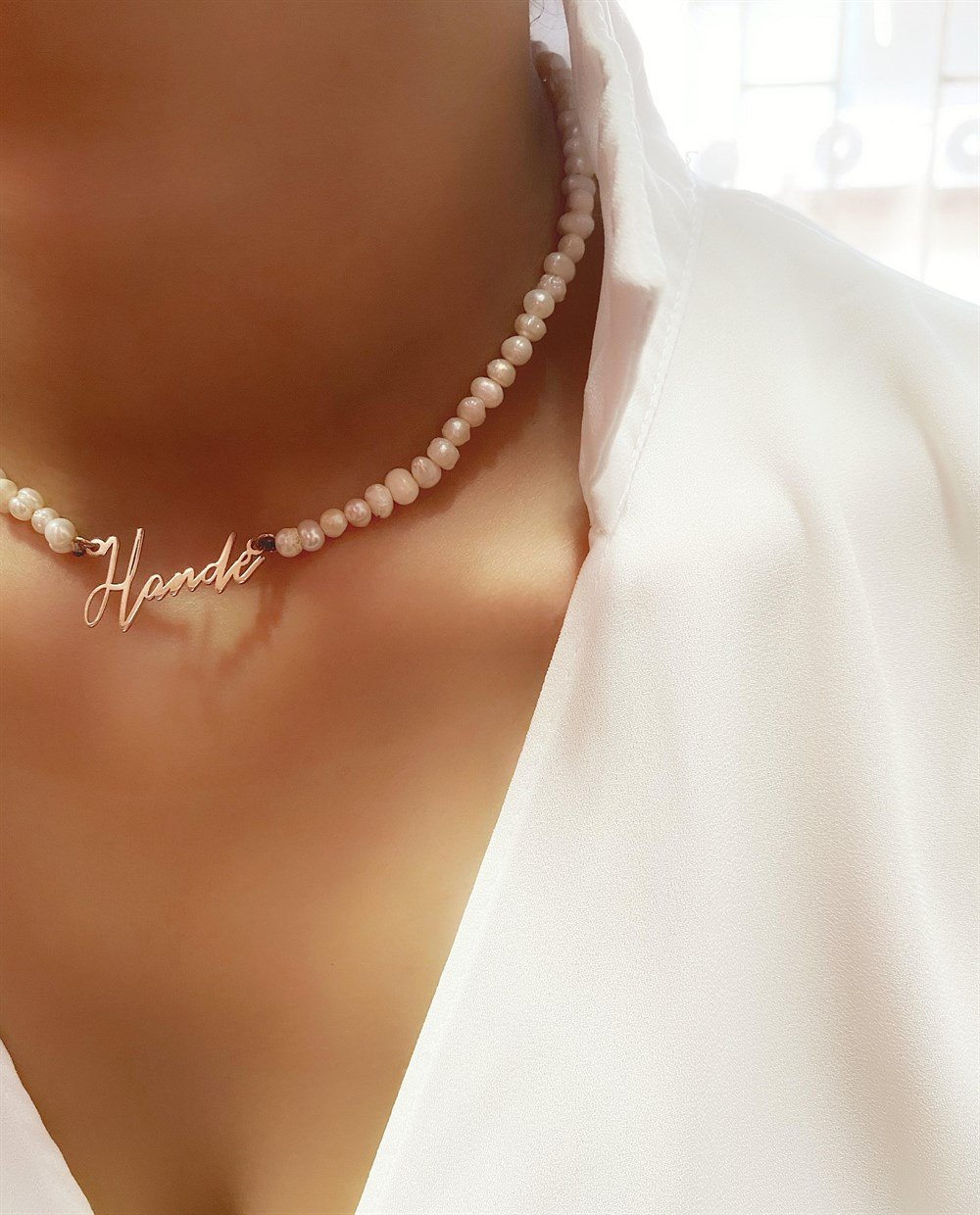 İncili İmza İsim Gümüş Kolye