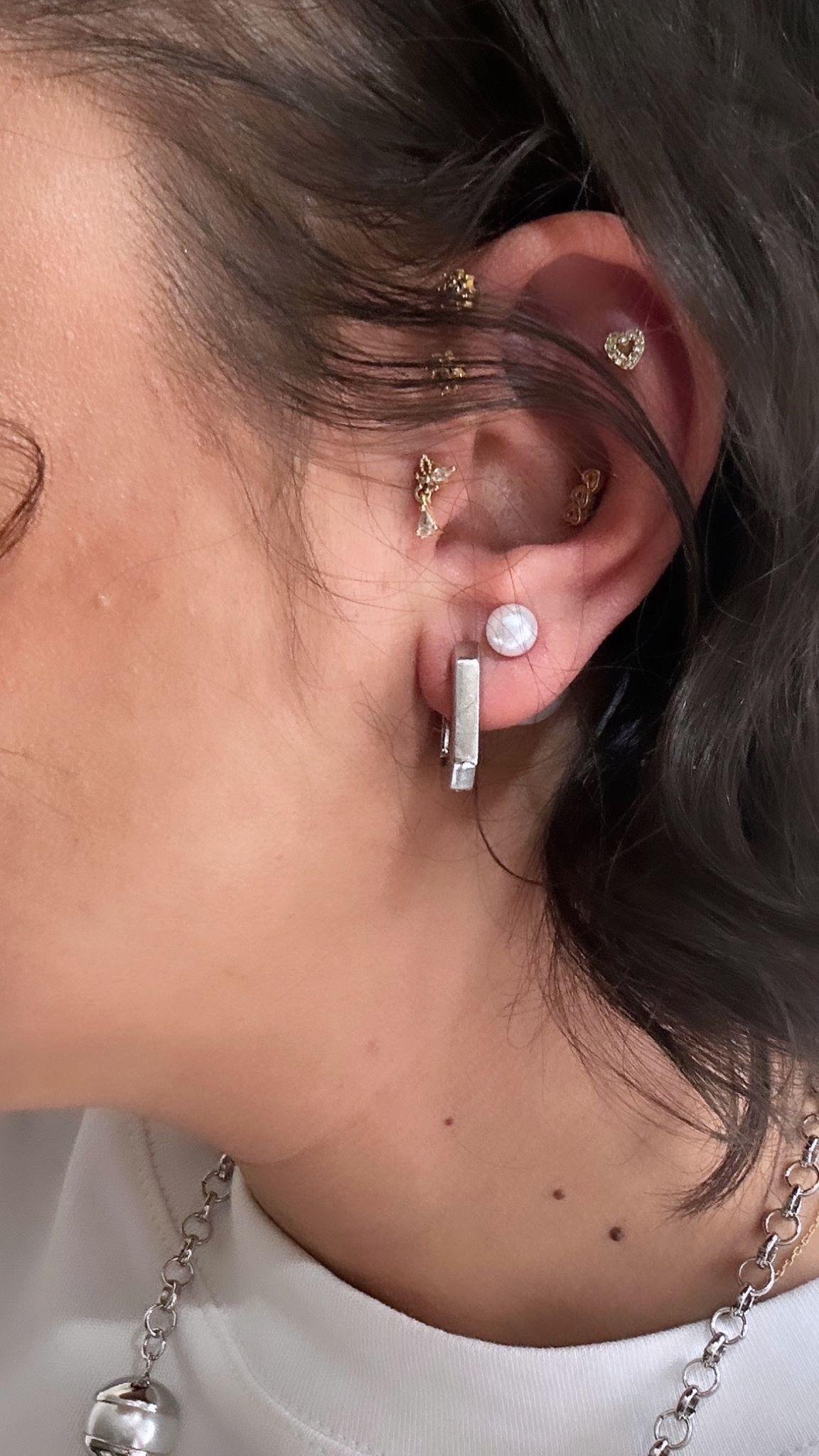 İncili Kare Halka Küpe