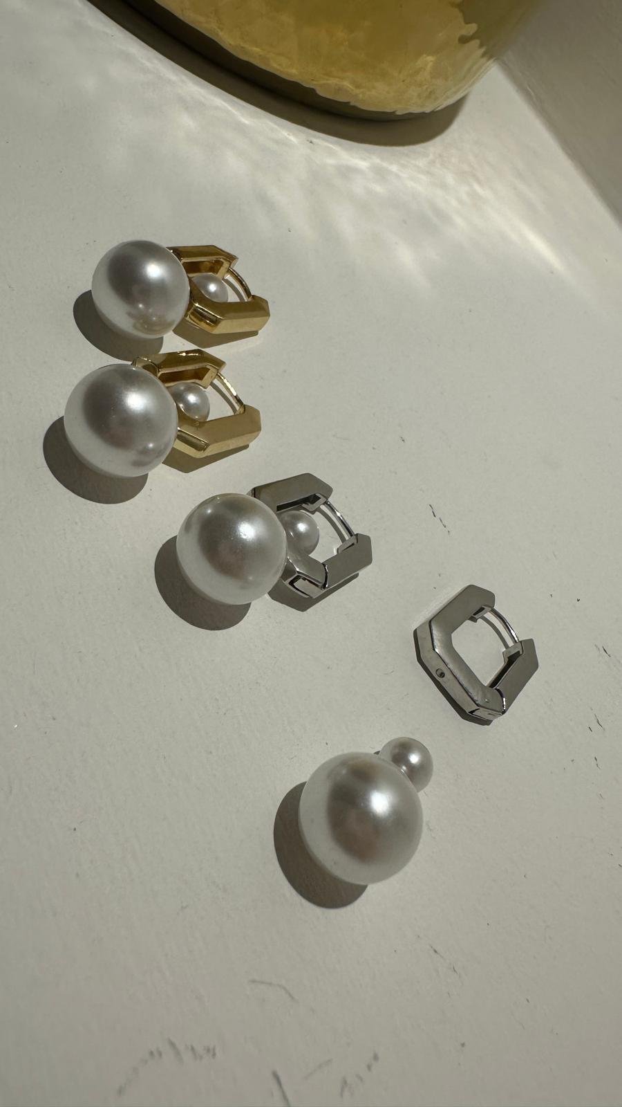 İncili Kare Halka Küpe