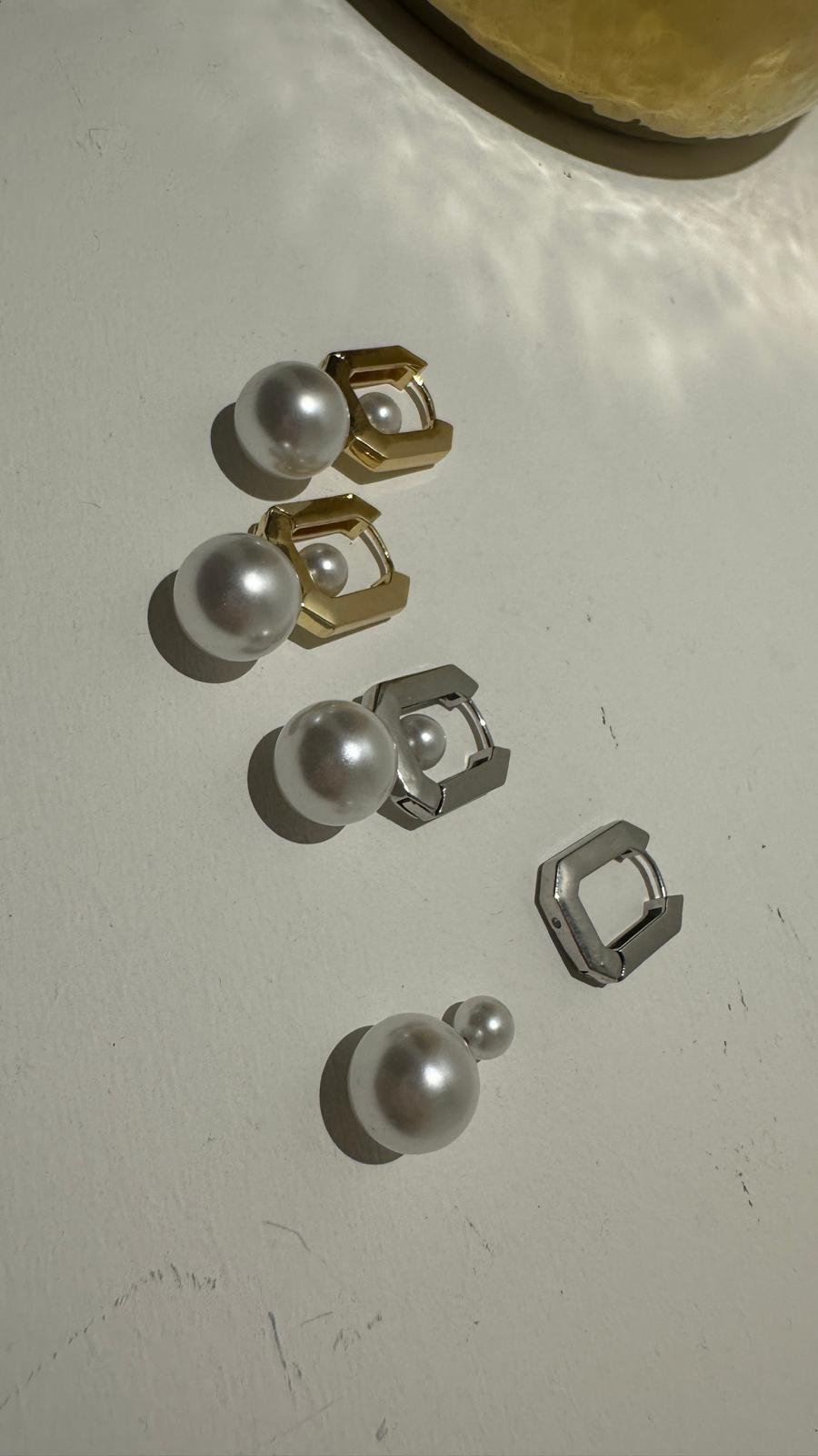 İncili Kare Halka Küpe