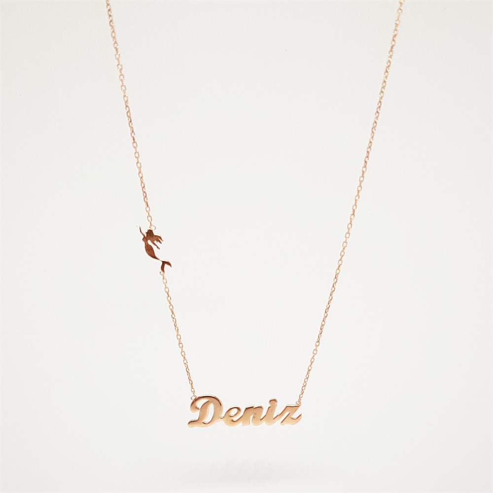 İSİM DENİZ KIZI FİGÜRLÜ GÜMÜŞ KOLYE