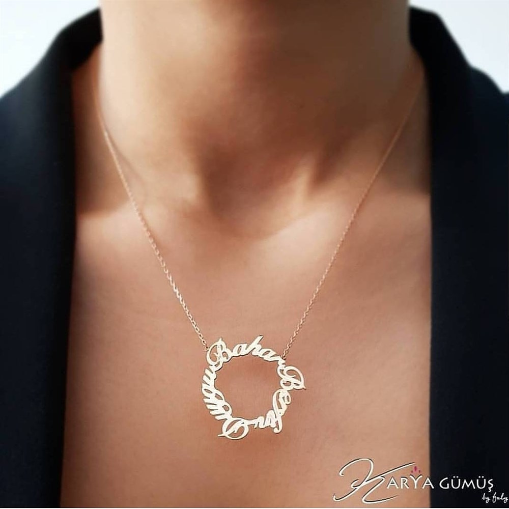 İSİM HALKA GÜMÜŞ KOLYE