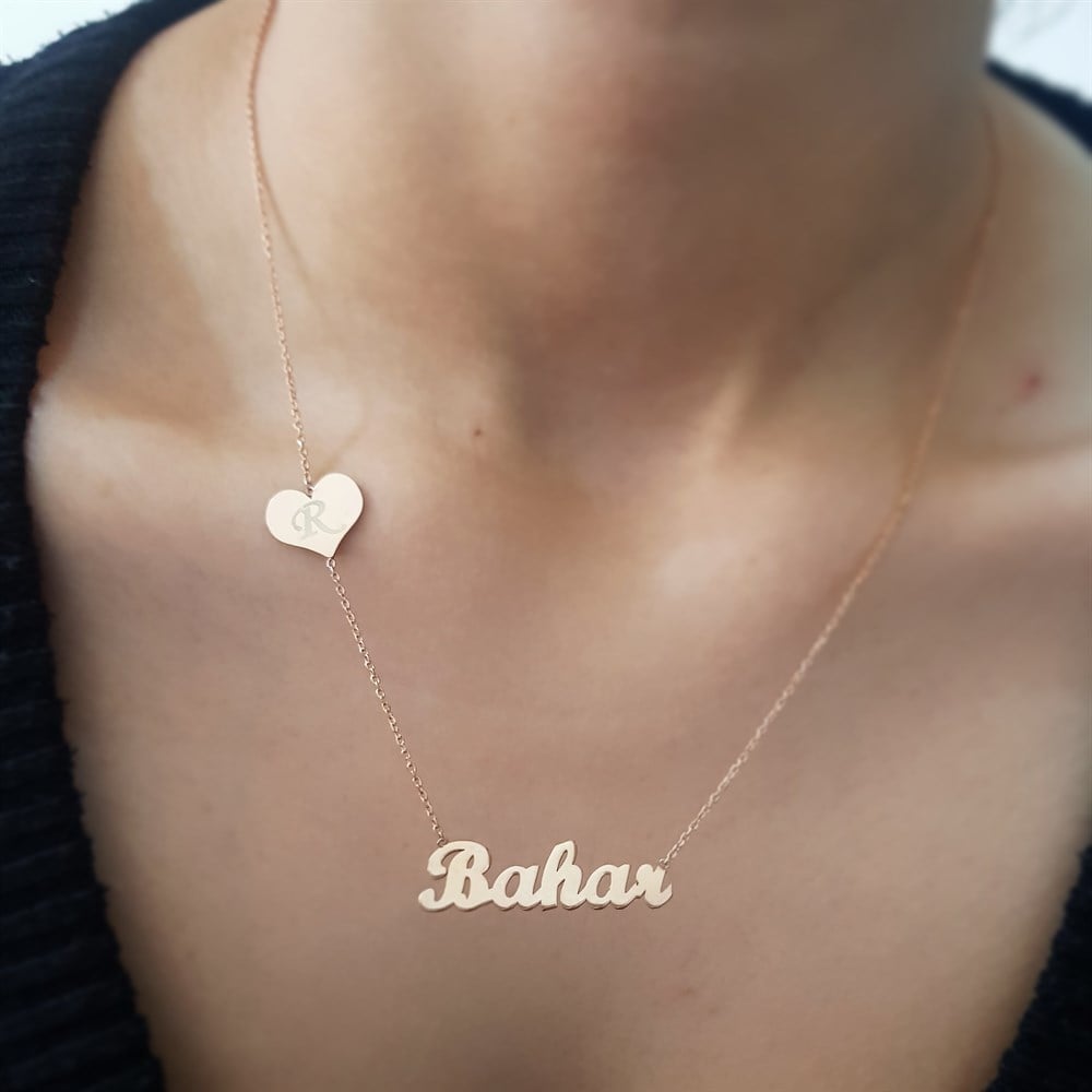 İSİM KALP HARF GÜMÜŞ KOLYE