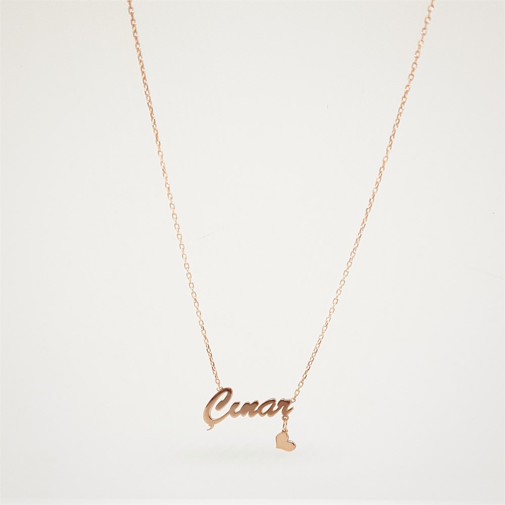 İSİM SALLANTILI KALP GÜMÜŞ KOLYE