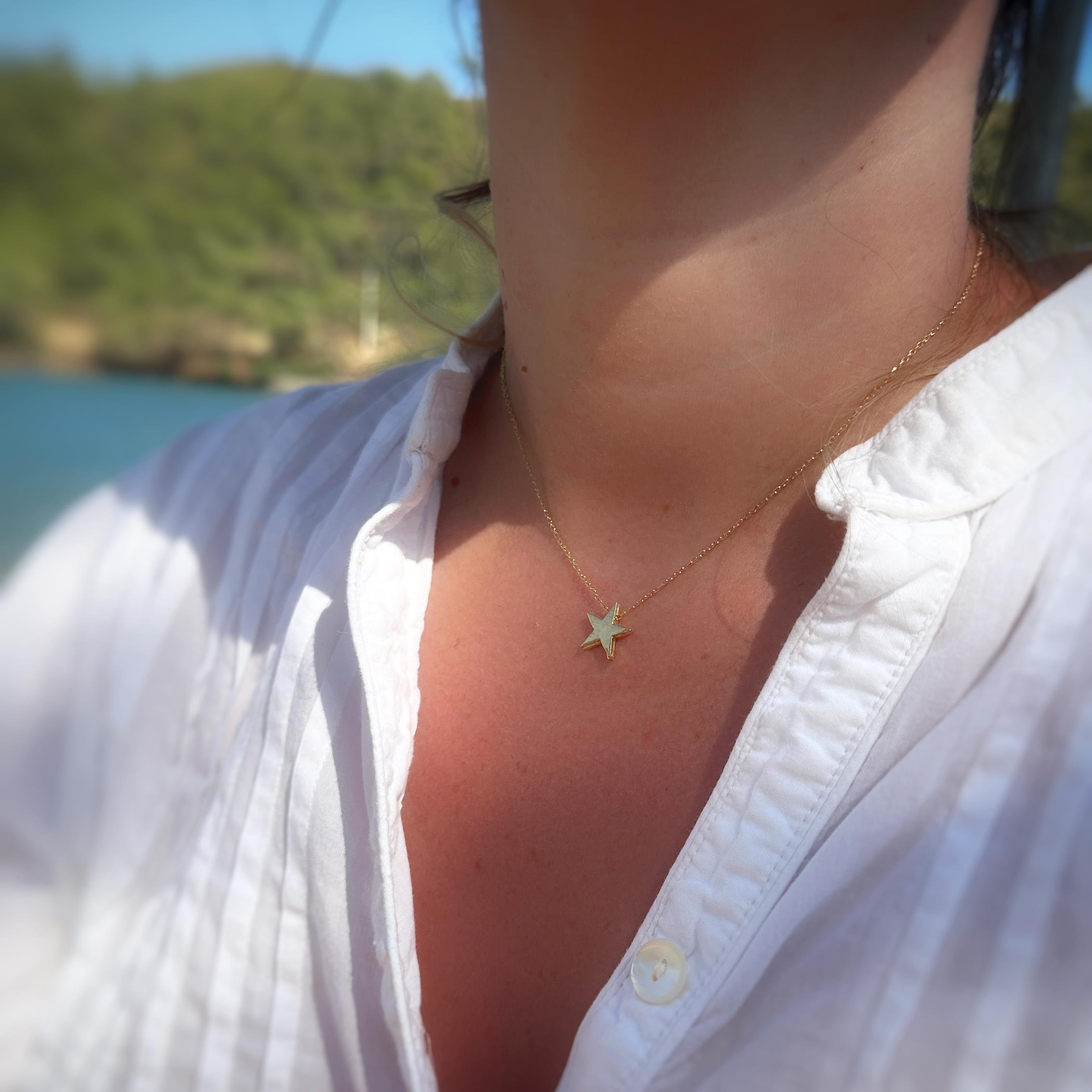 Kalın Yıldız Gümüş Kolye