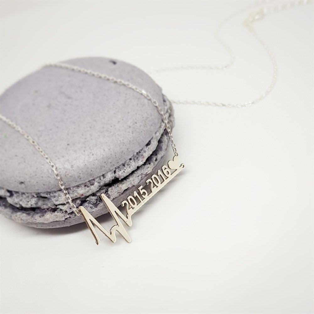 KALP RİTMİ TARİH GÜMÜŞ KOLYE