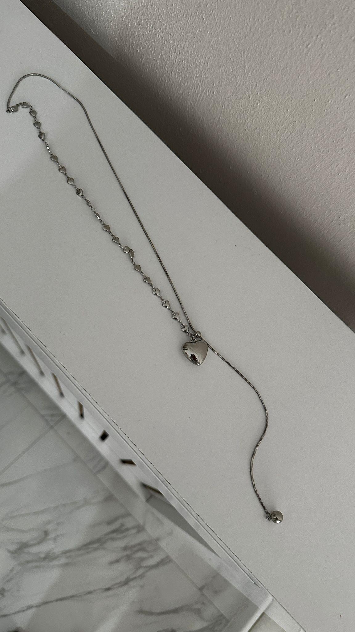 Kalp Zincir Detay Asansörlü Kolye