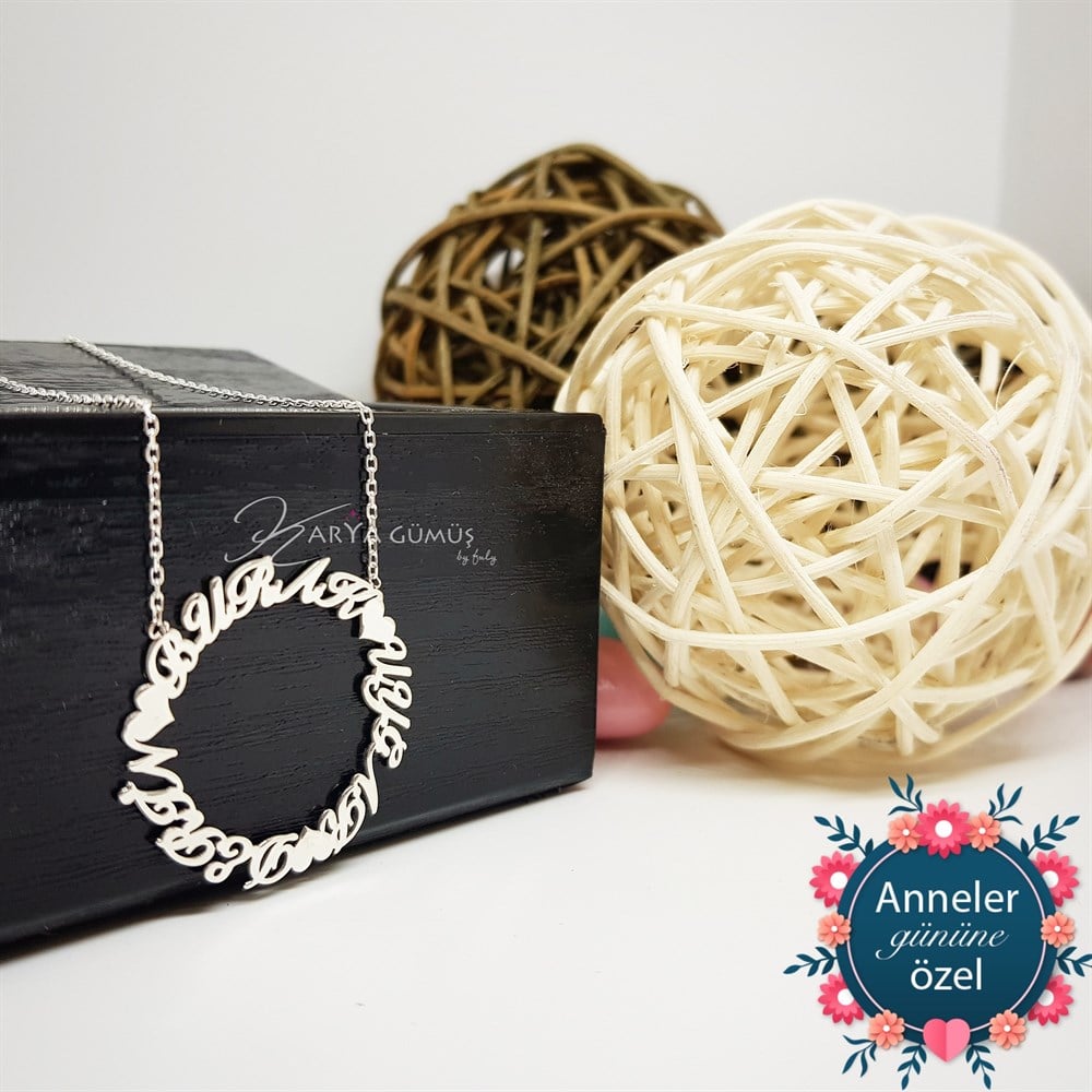 Kalpli İsim Halka Gümüş Kolye