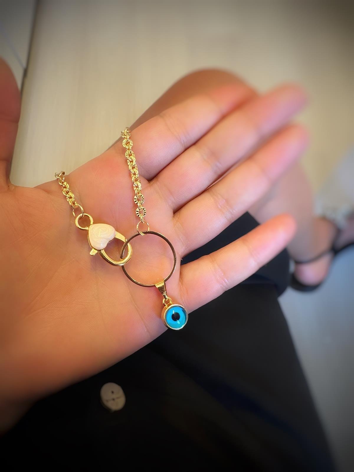 Kilit Detay Nazar Boncuklu ByFuly Kolye