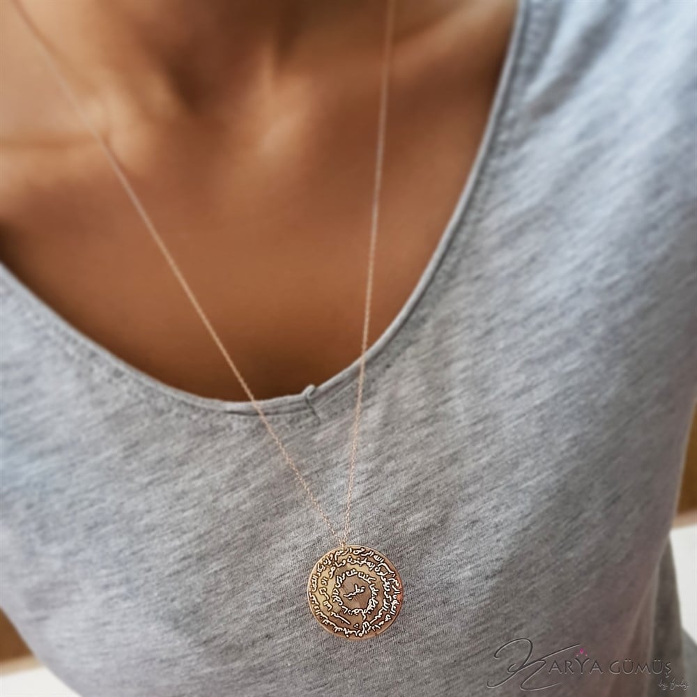 KITMİR DUALI PLAKA GÜMÜŞ KOLYE