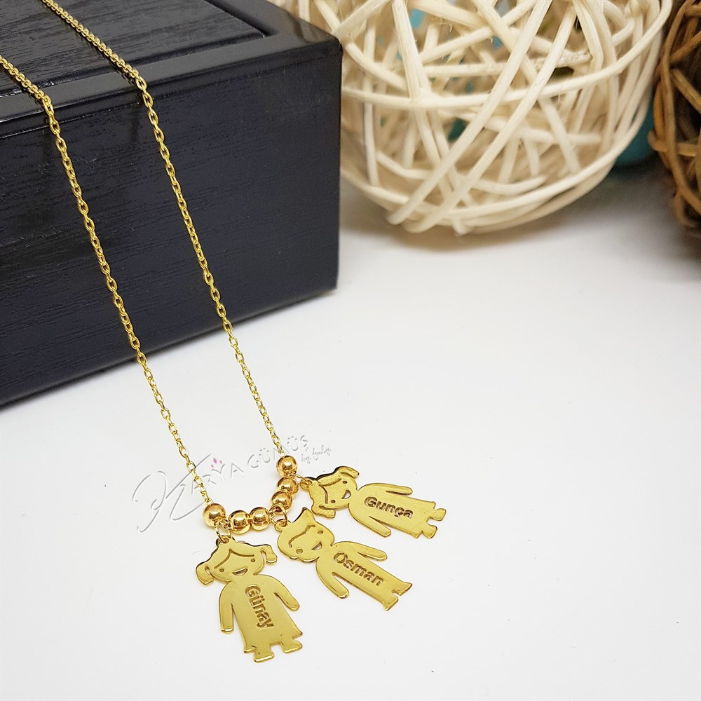 Kız Erkek Çocuk İsimli Gümüş Kolye