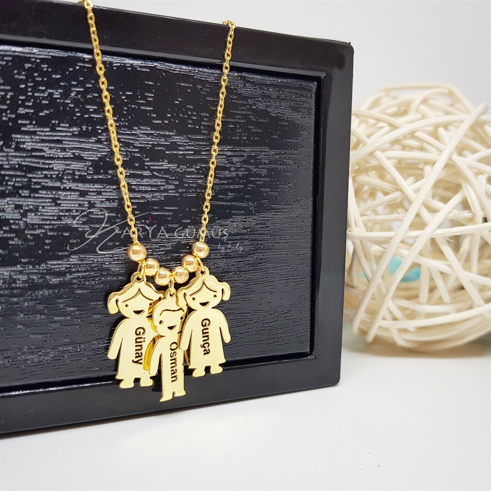 Kız Erkek Çocuk İsimli Gümüş Kolye