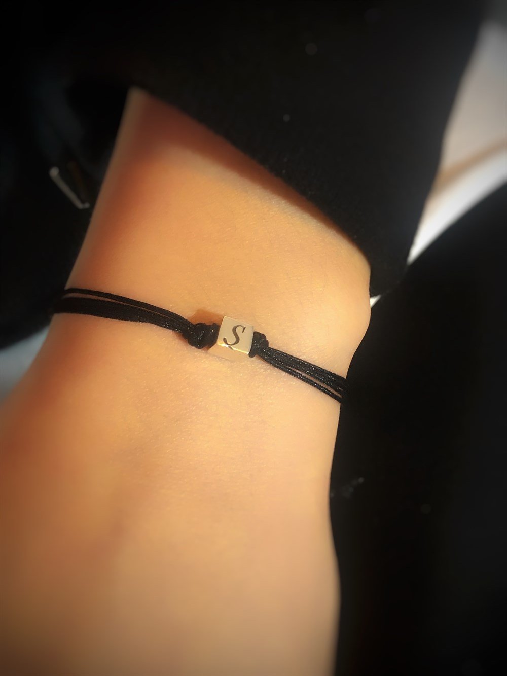 Küp Çift Taraf Harfli Gümüş Bileklik