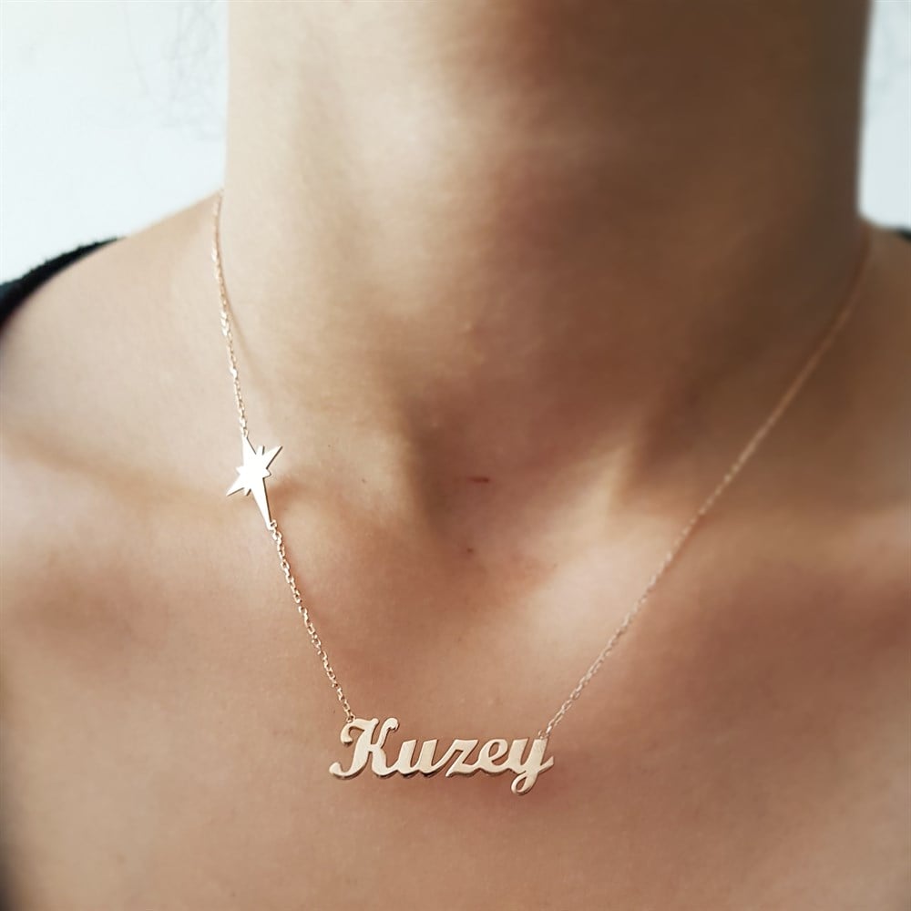 KUZEY YILDIZI İSİM GÜMÜŞ KOLYE
