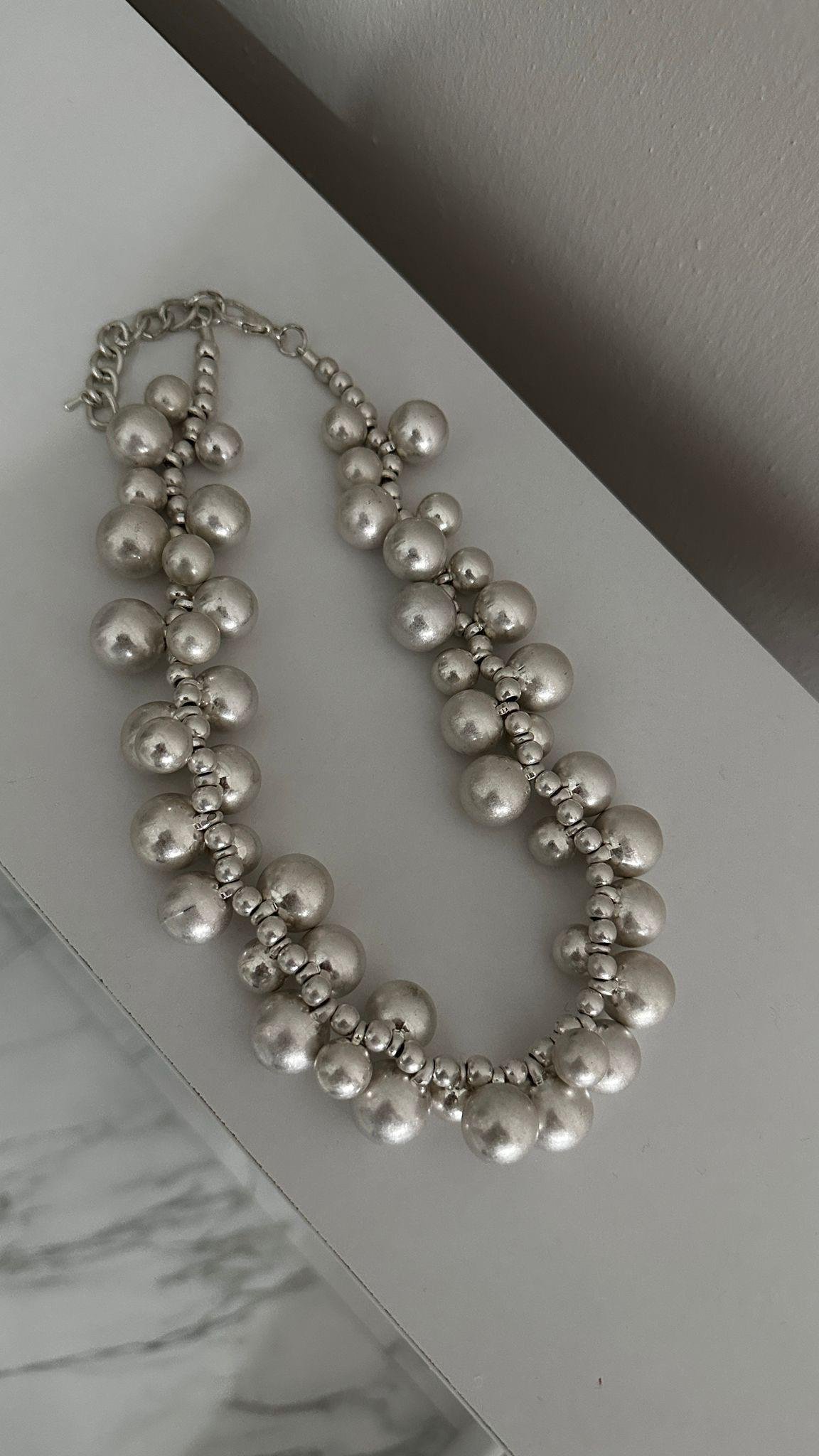 Mat Silver Çoklu Topçuk Kolye