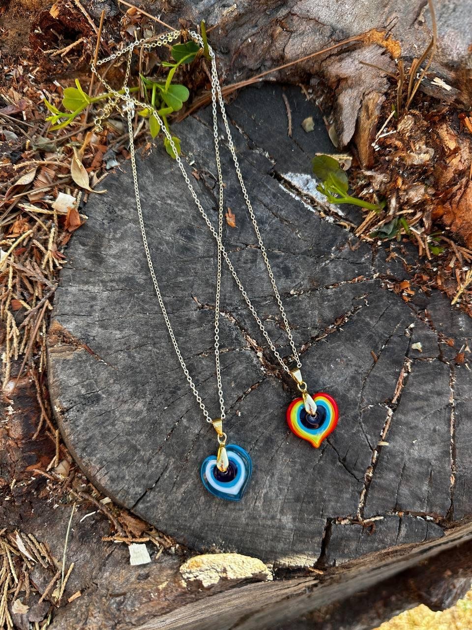 Mavi Kalp Cam Nazar Boncuğu Kolye