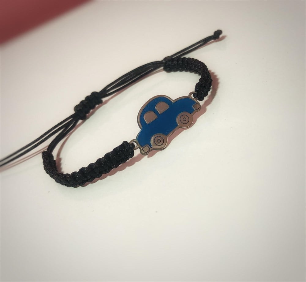 Mavi Mineli Araba Gümüş Çocuk Bileklik