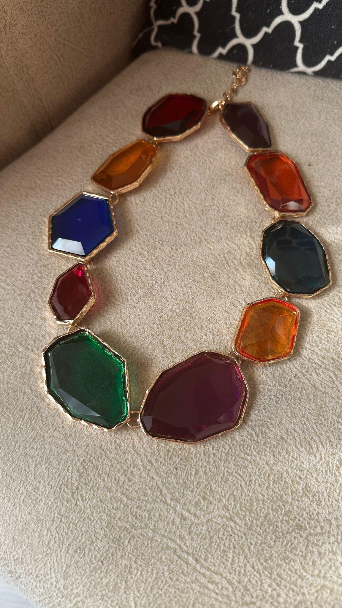 Orjinal Marka Tasarım Kesme Doğal Taş Kolye