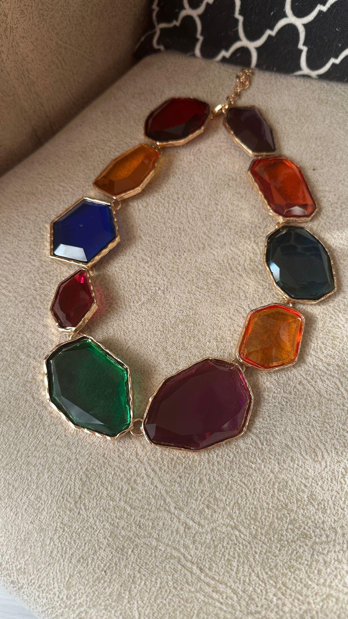 Orjinal Marka Tasarım Kesme Doğal Taş Kolye