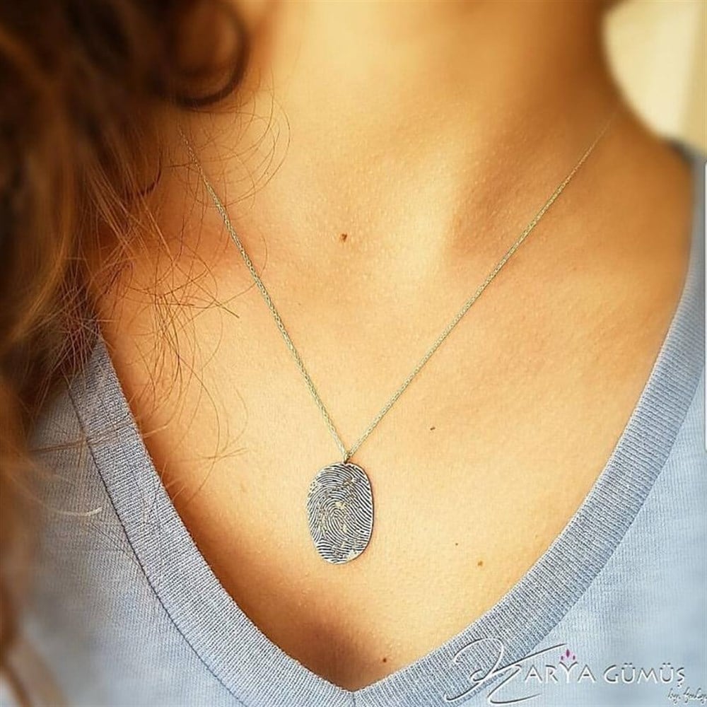 PARMAK İZİ GÜMÜŞ KOLYE