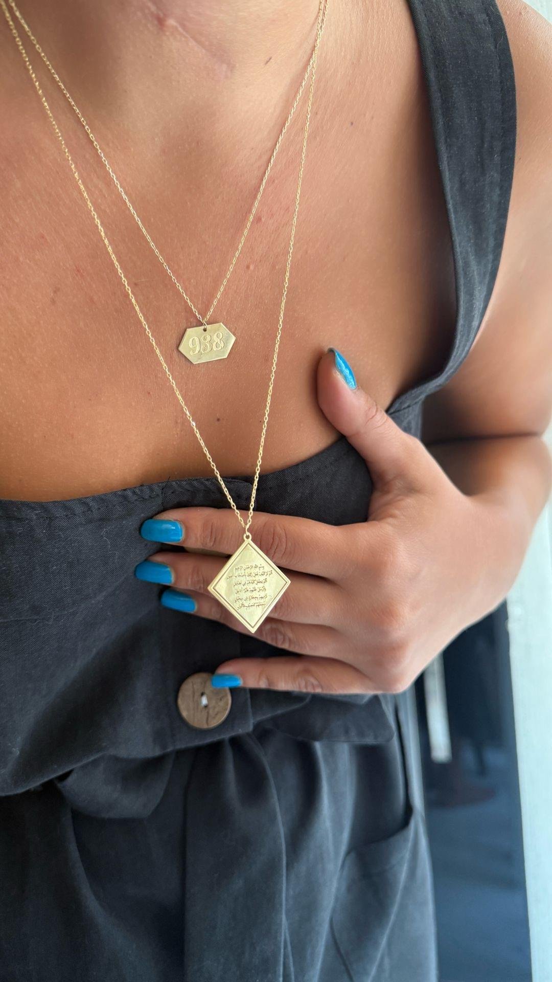 Plaka Fil Sûresi Gümüş Kolye